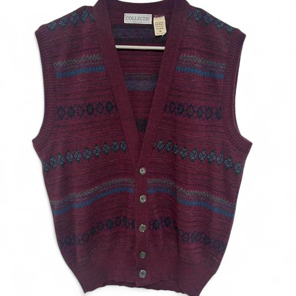 Collectif Men's Burgundy Gilet